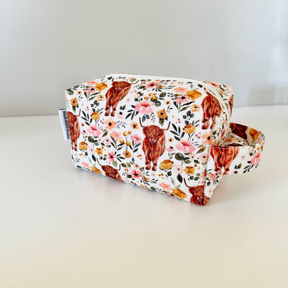 highland cow patterned makeup bags