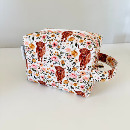 highland cow patterned makeup bags
