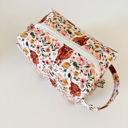 highland cow patterned makeup bags