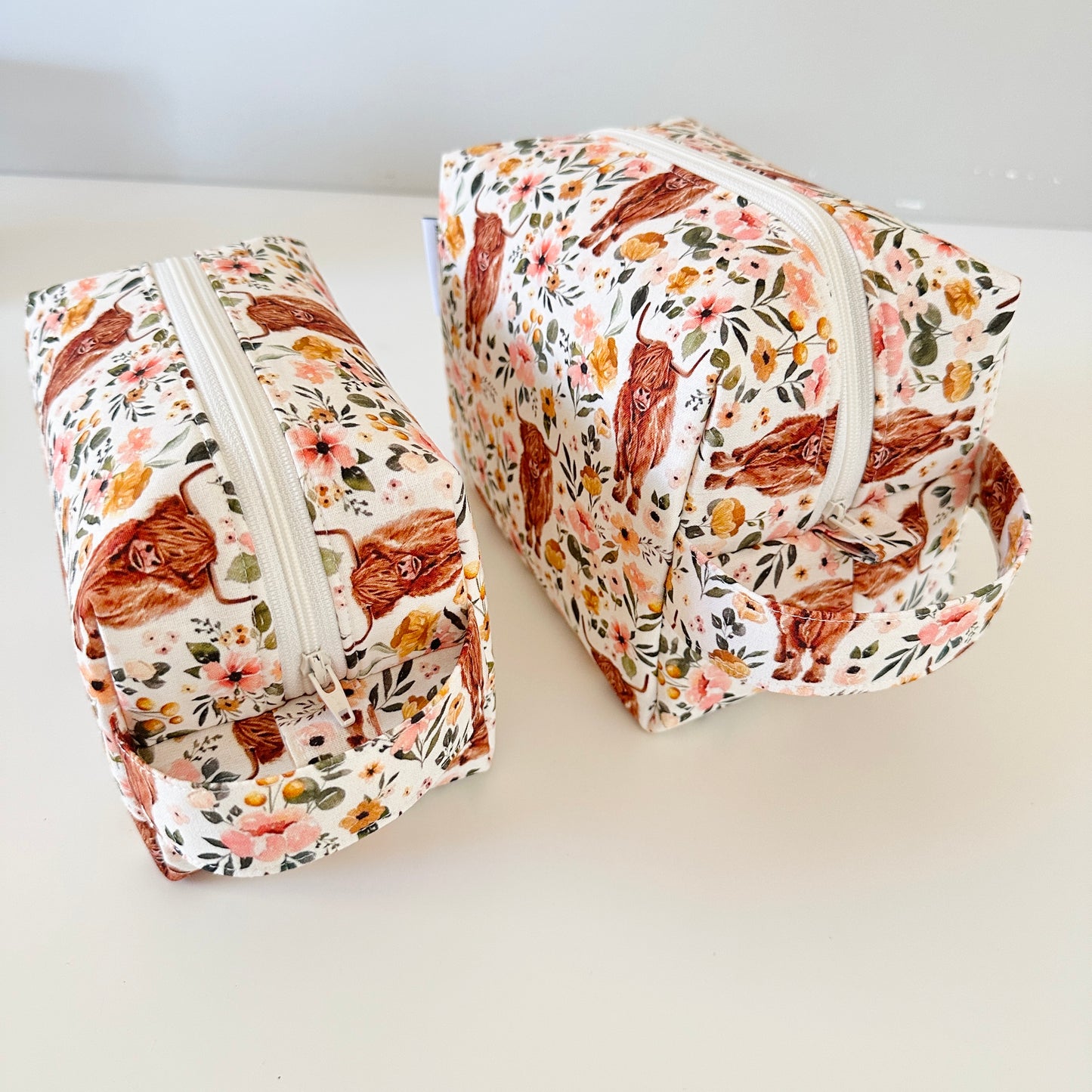 highland cow patterned makeup bags