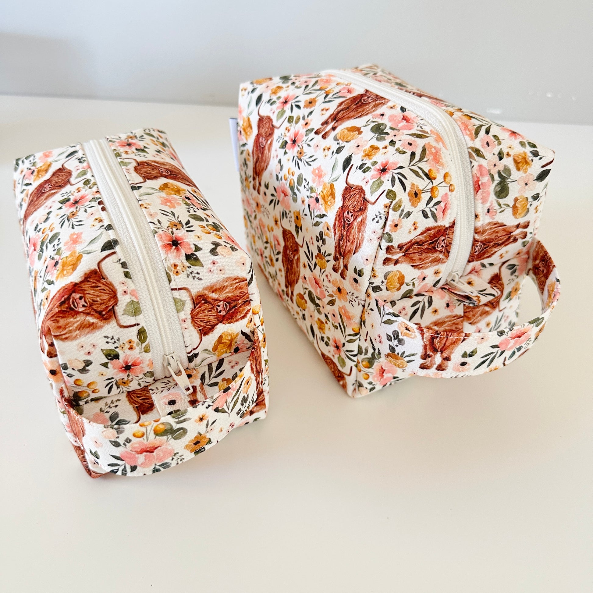 highland cow patterned makeup bags