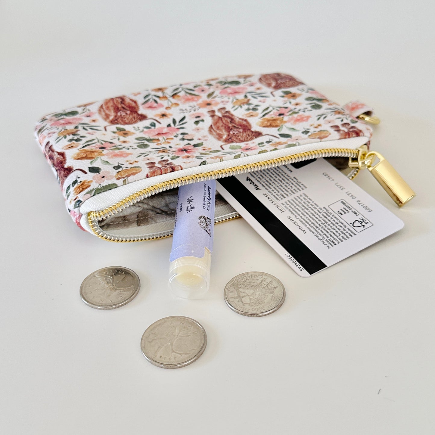 white highland cow coin purse made from vegan leather. 