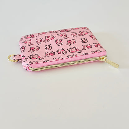 pink cow coin purse made from vegan leather