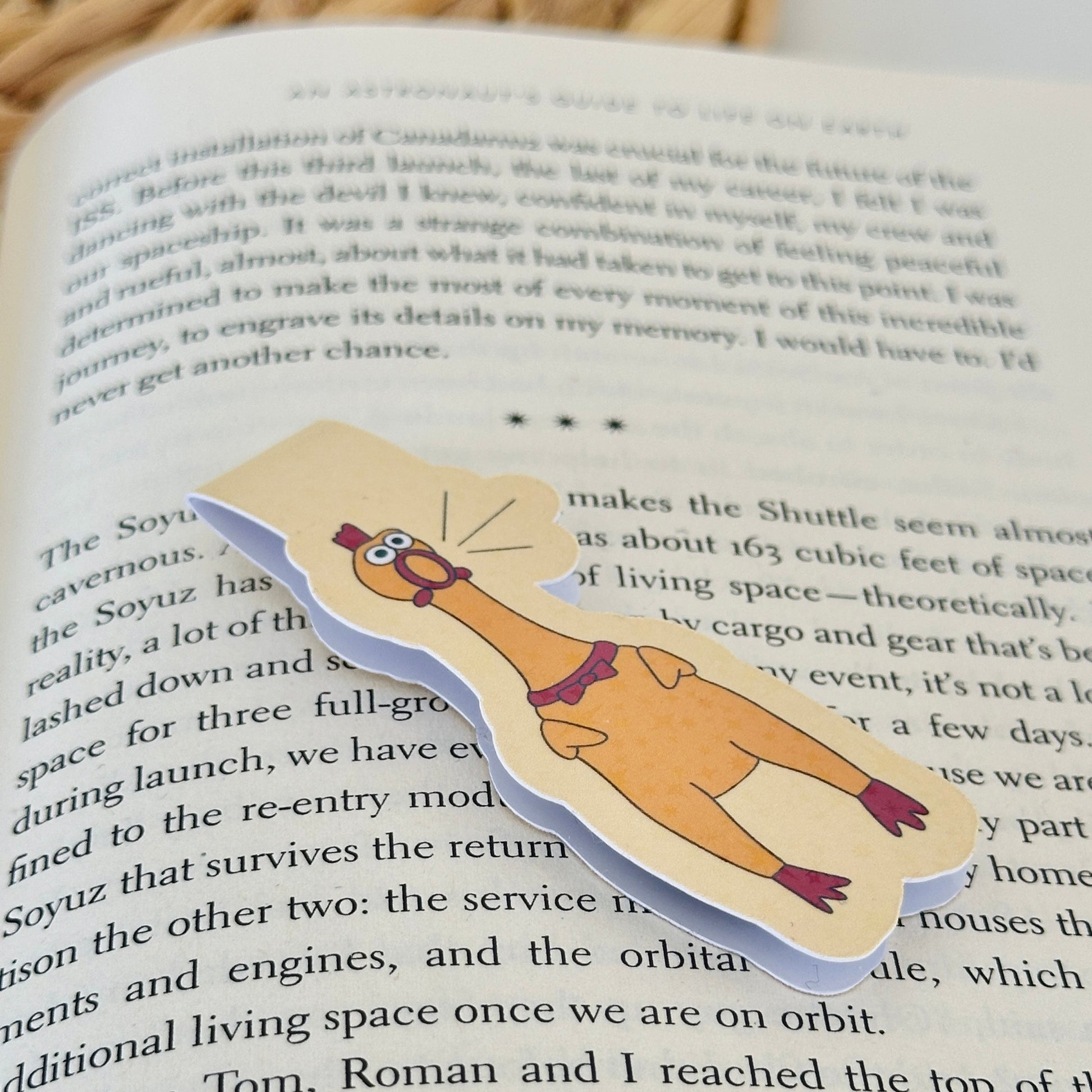 rubber chicken bookmark