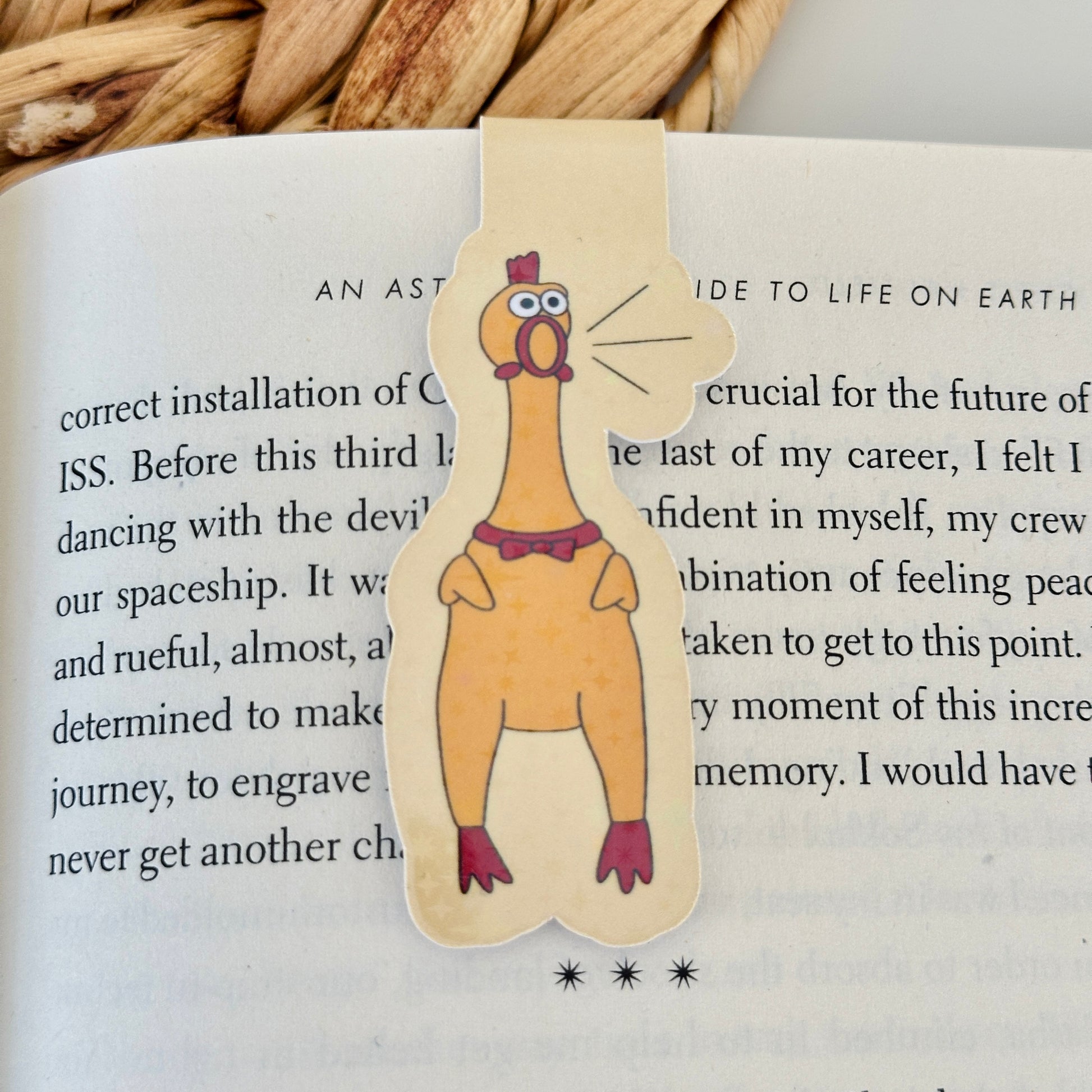 rubber chicken bookmark