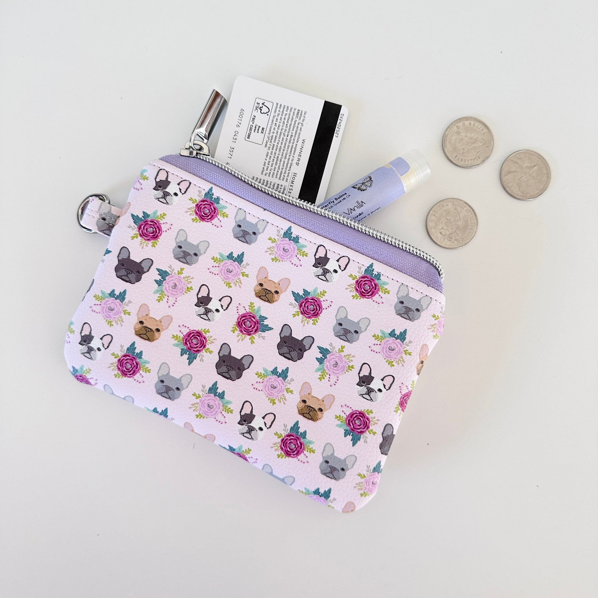 Small pouch with dog pattern on a white background