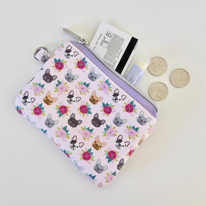 Small pouch with dog pattern on a white background