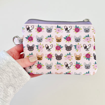 Small pouch with dog pattern on a white background