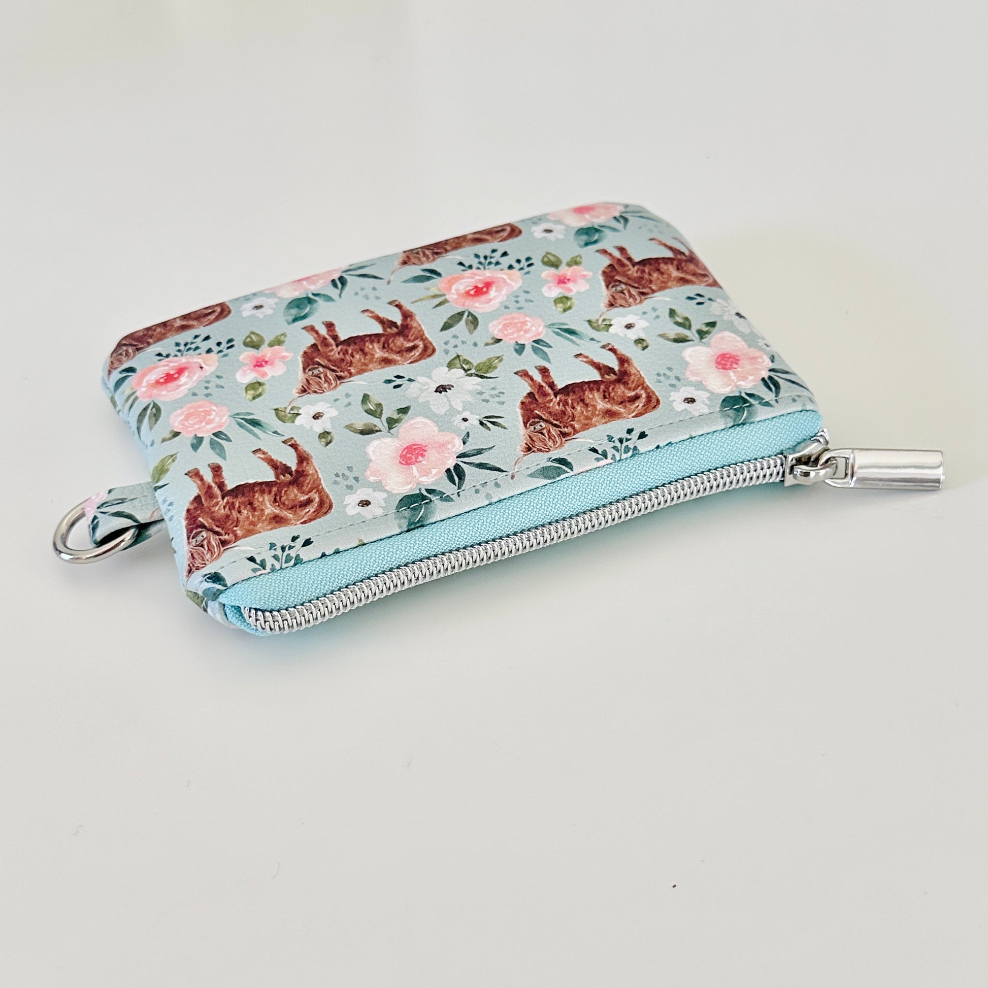 Highland cow coin purse made from vegan leather. 