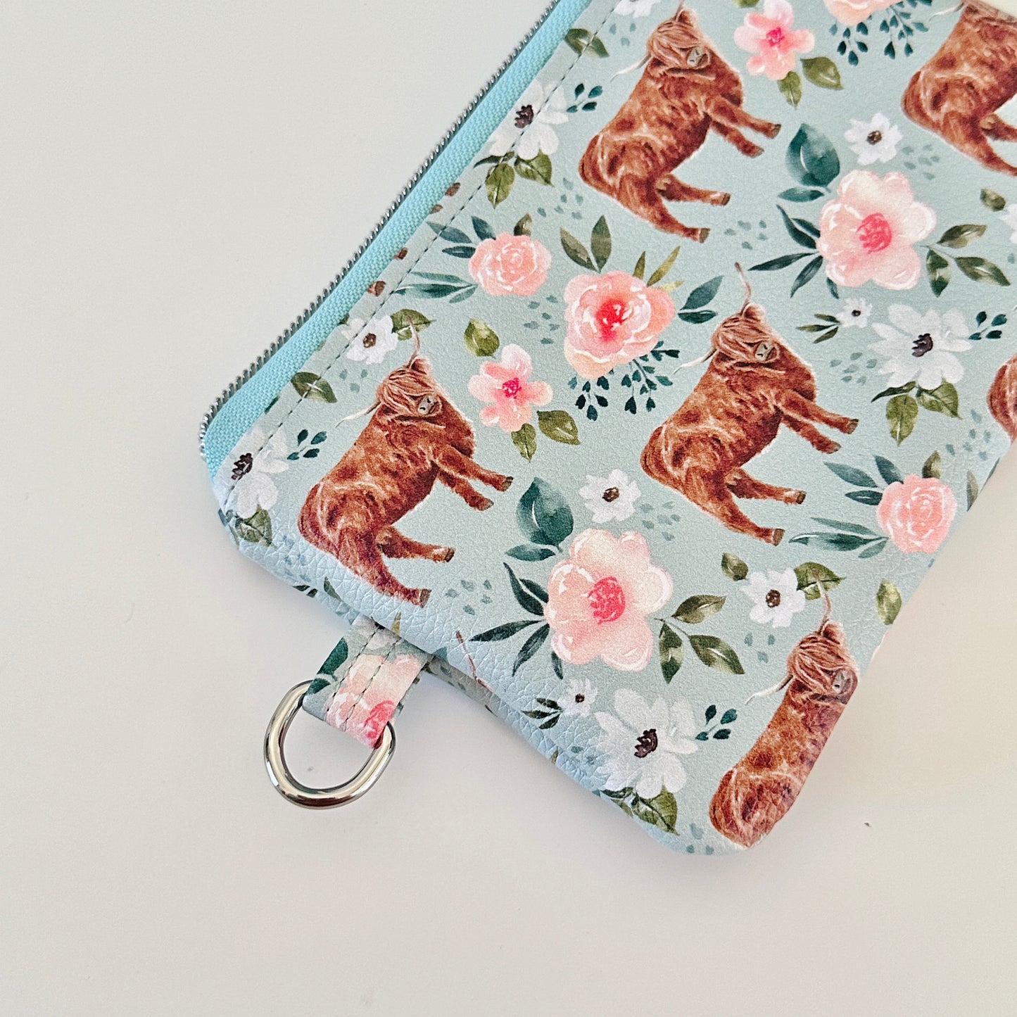 Highland cow coin purse made from vegan leather. 