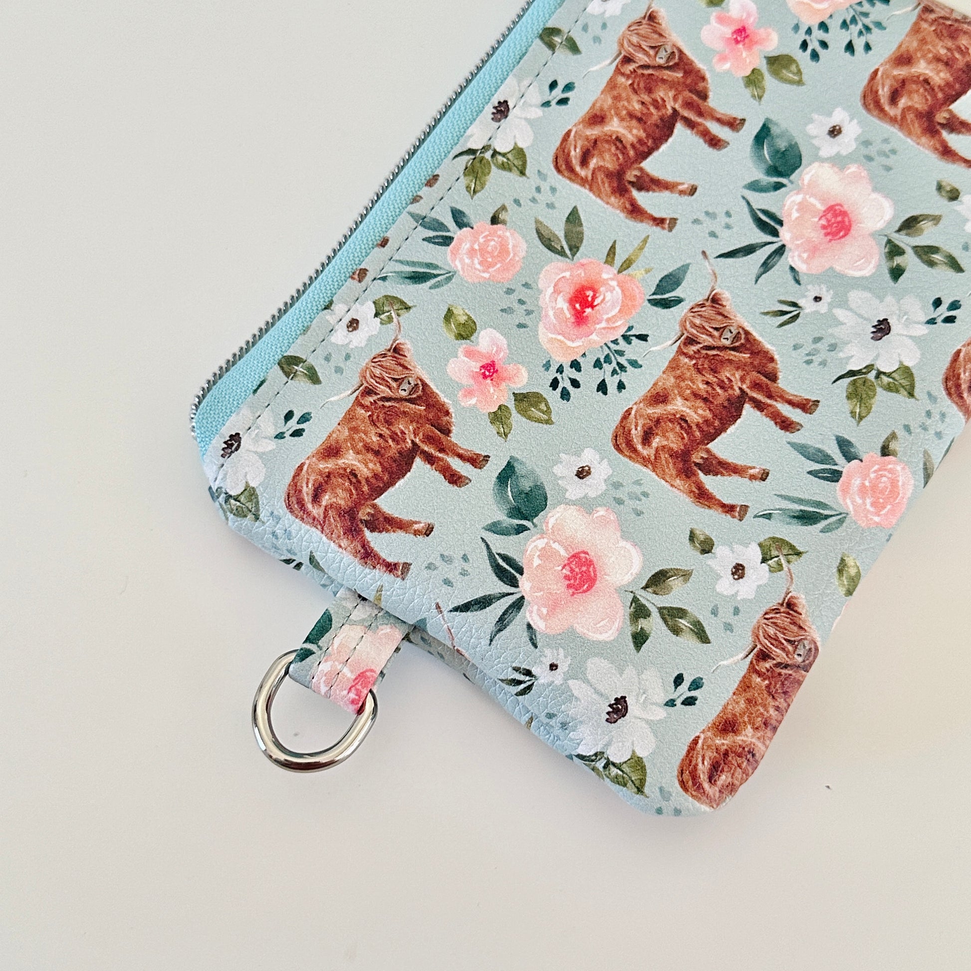 Highland cow coin purse made from vegan leather. 