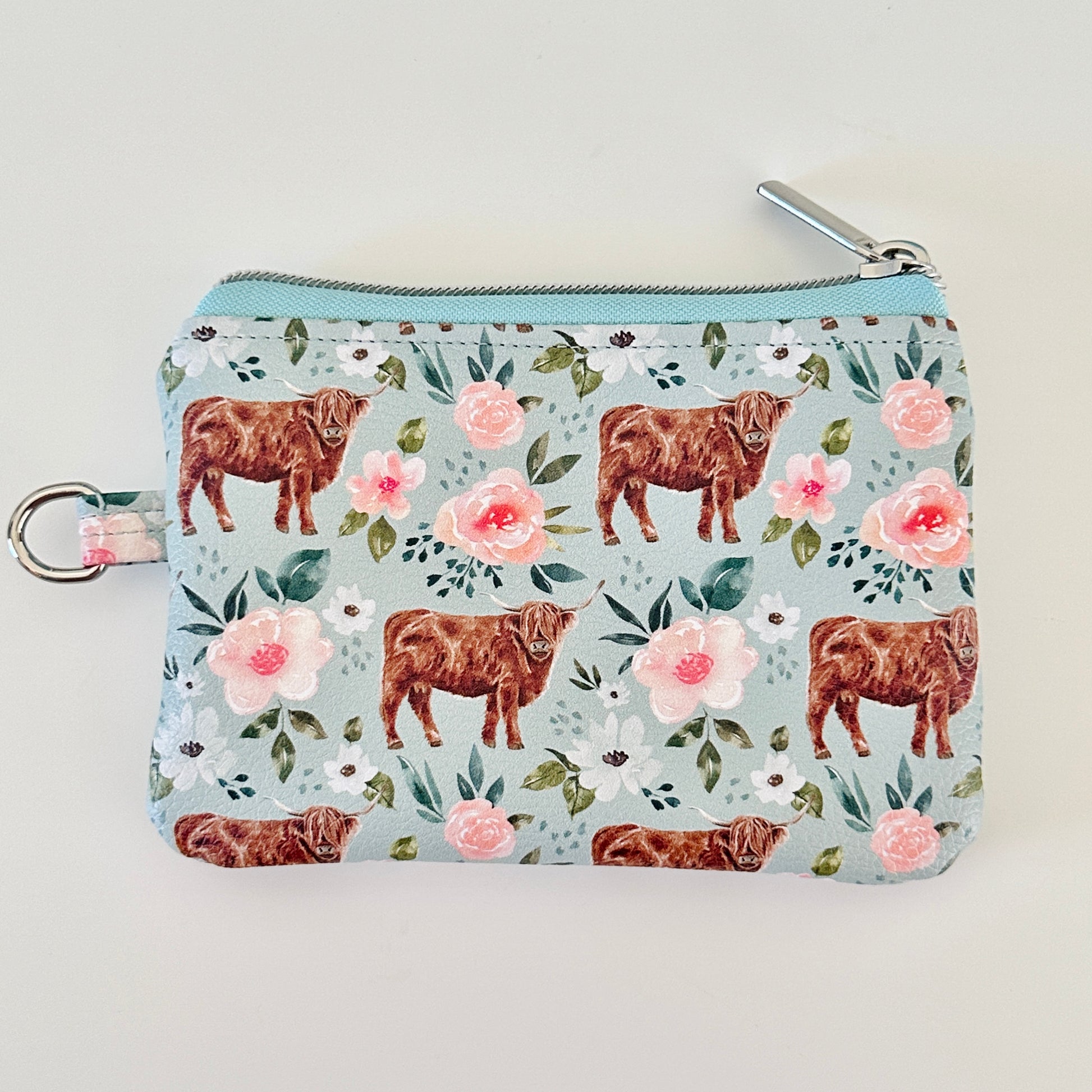 Highland cow coin purse made from vegan leather. 