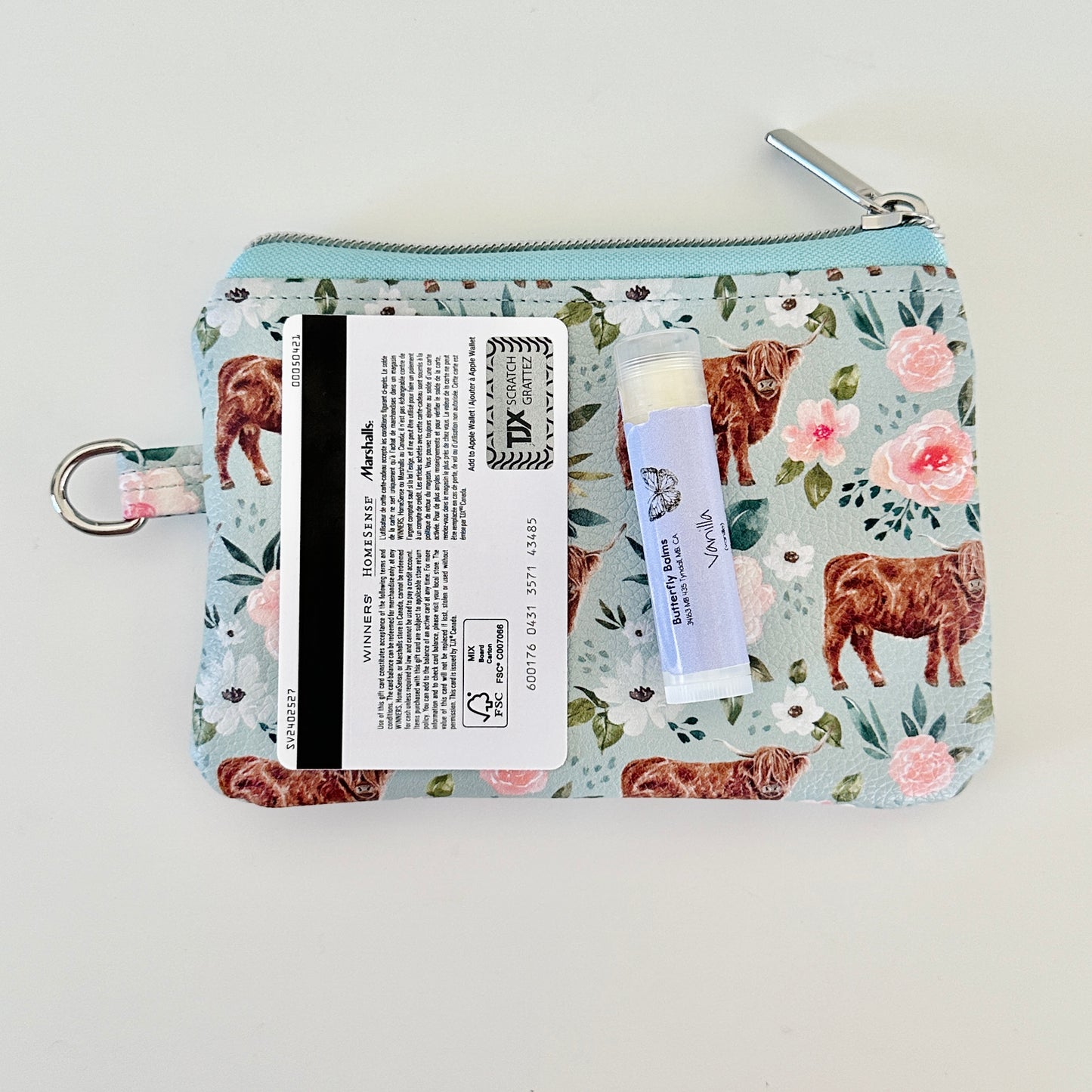 Highland cow coin purse made from vegan leather. 