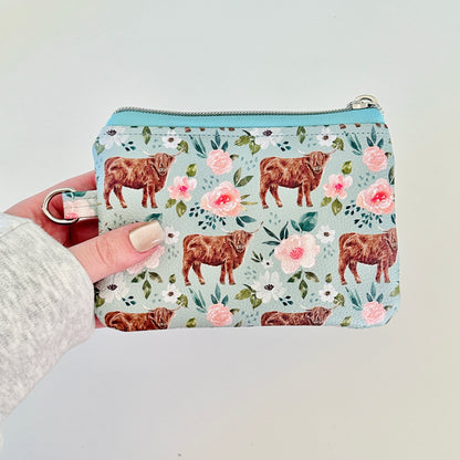 Highland cow coin purse made from vegan leather. 