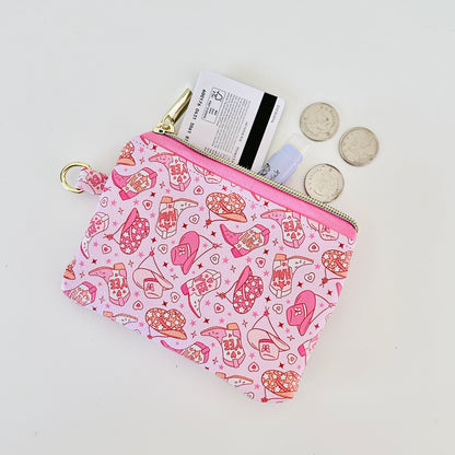 pink cowgirl coin purse made from vegan leather