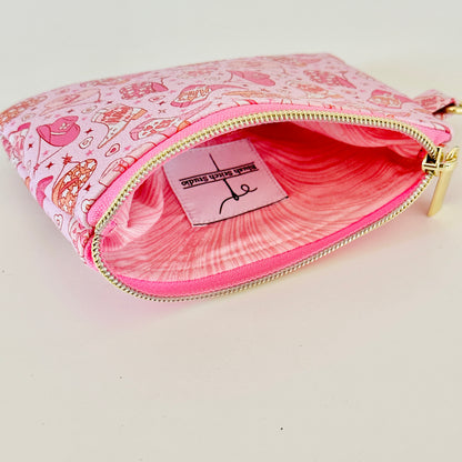 pink cowgirl coin purse made from vegan leather