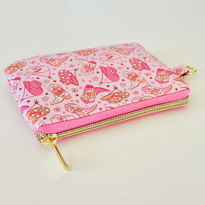 pink cowgirl coin purse made from vegan leather