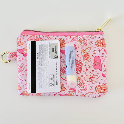 pink cowgirl coin purse made from vegan leather