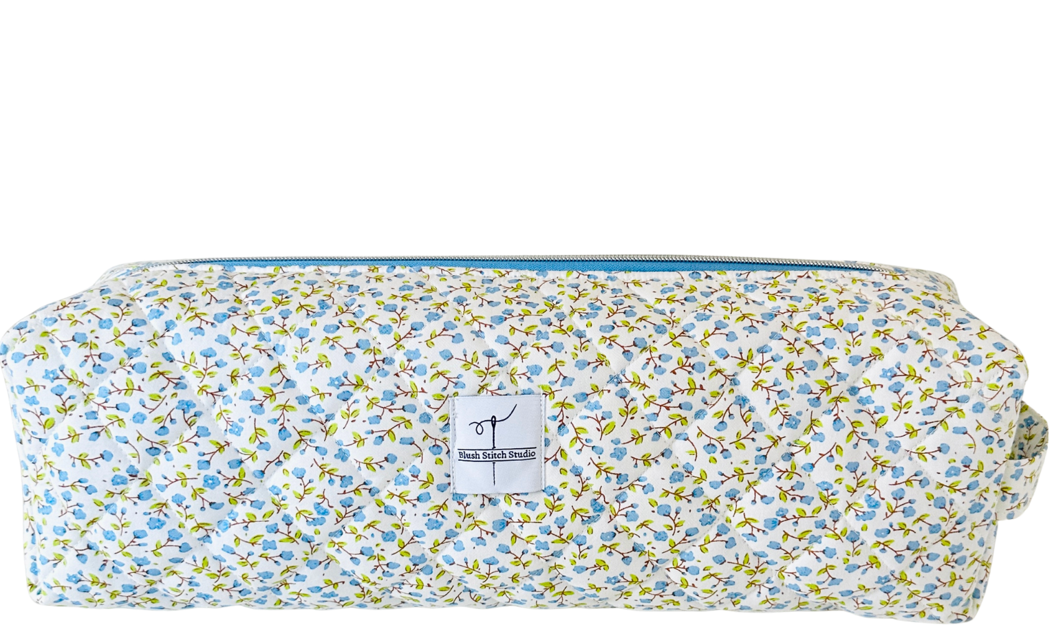 blue floral quilted hair tool bag