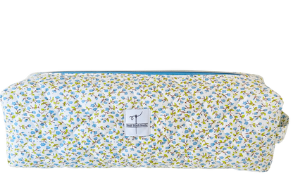 blue floral quilted hair tool bag