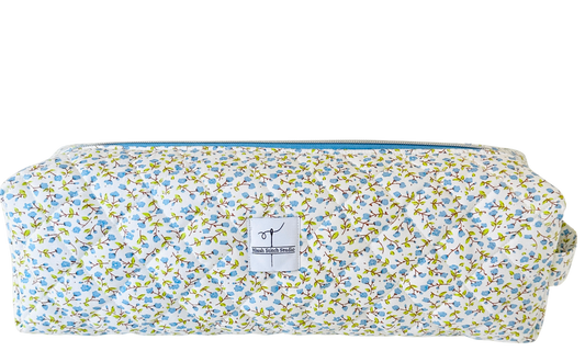 blue floral quilted hair tool bag