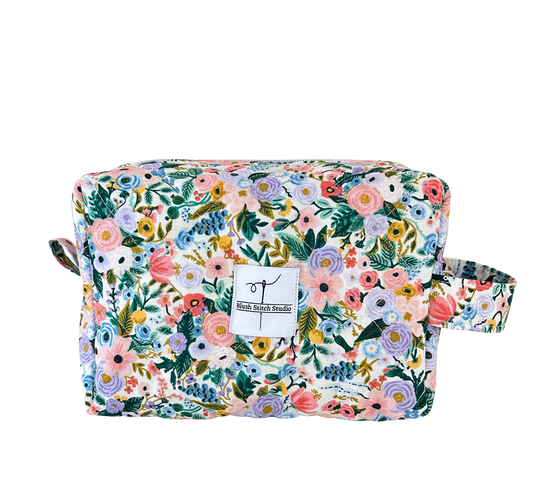 floral quilted makeup bag. made in canada. 