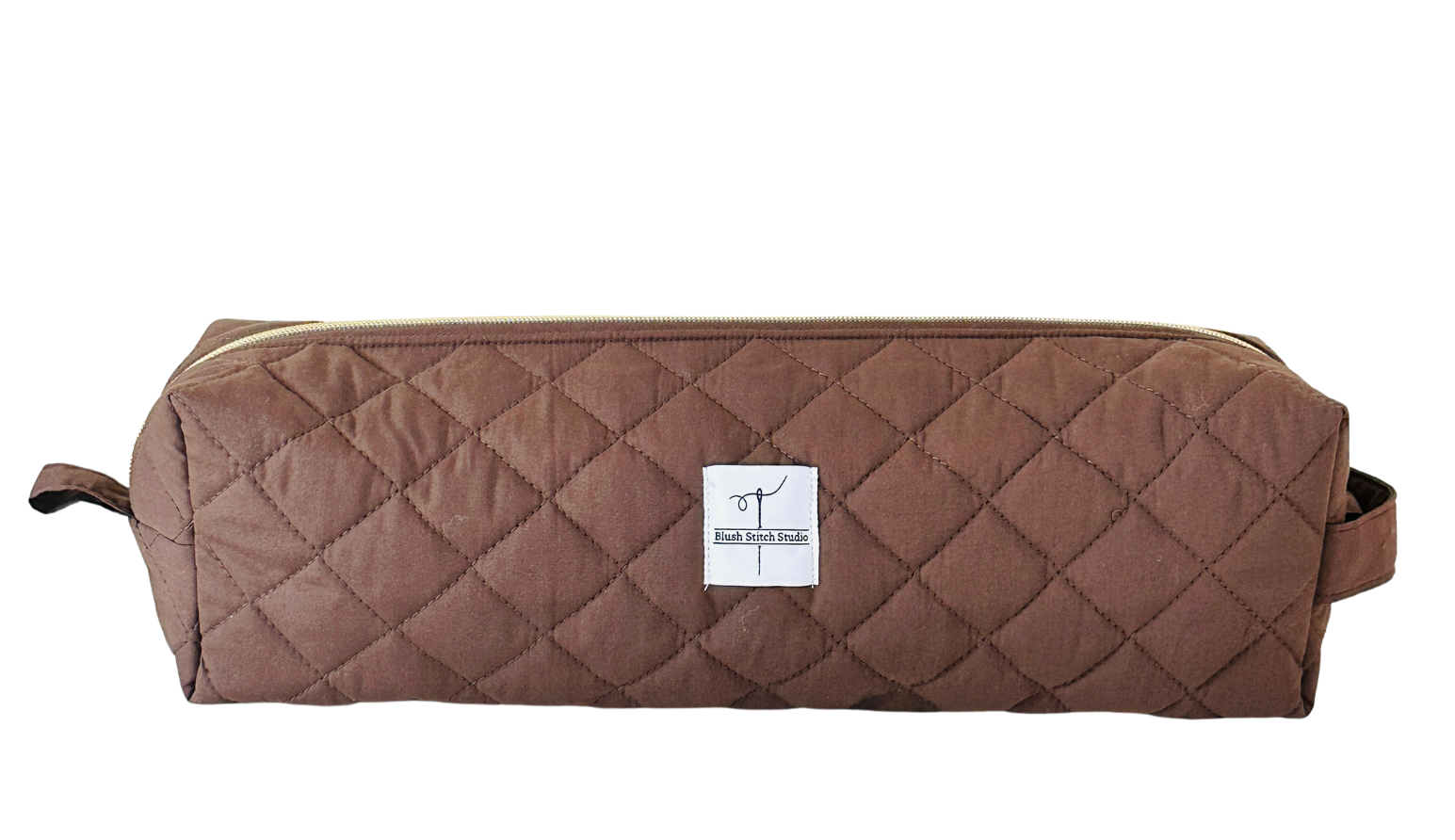 brown quilted hair tool bag