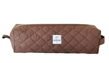 brown quilted hair tool bag