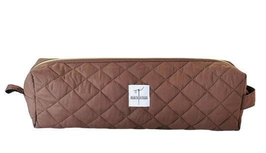 brown quilted hair tool bag