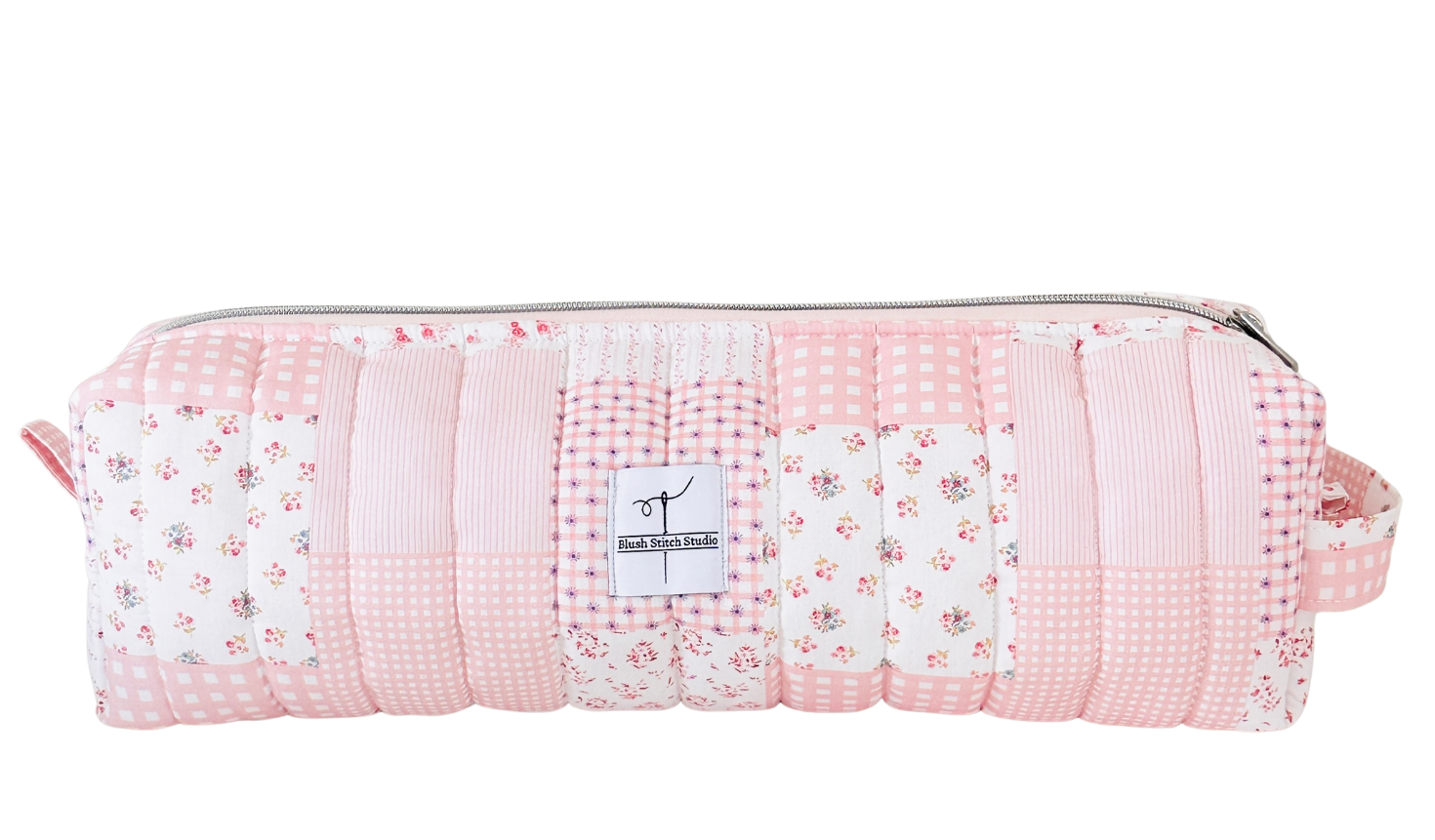 pink patchwork hair tool bag