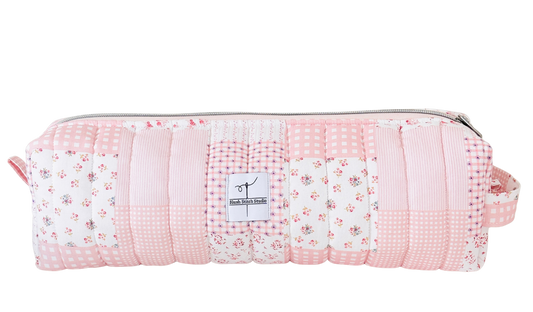 pink patchwork hair tool bag