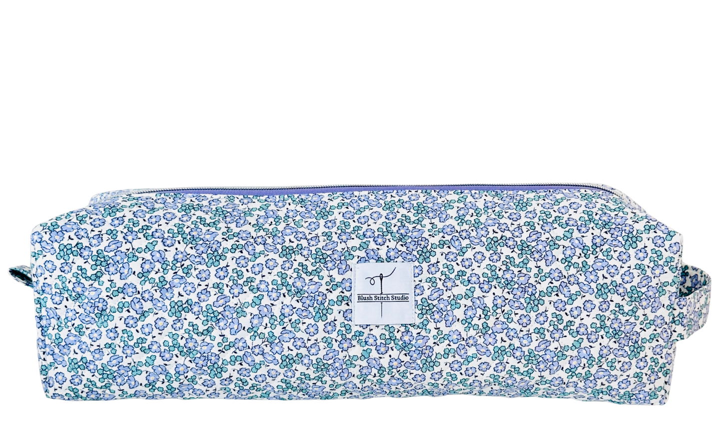 Quilted Periwinkle Floral Hair Tool Bag