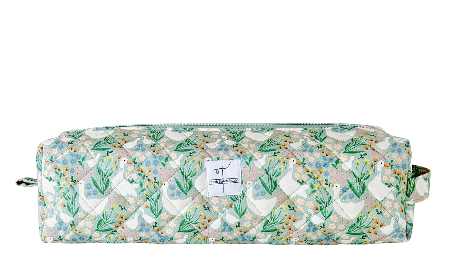 cottage core goose quilted hair tool bag