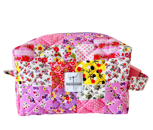Pink Lemonade Patchwork Makeup Bag