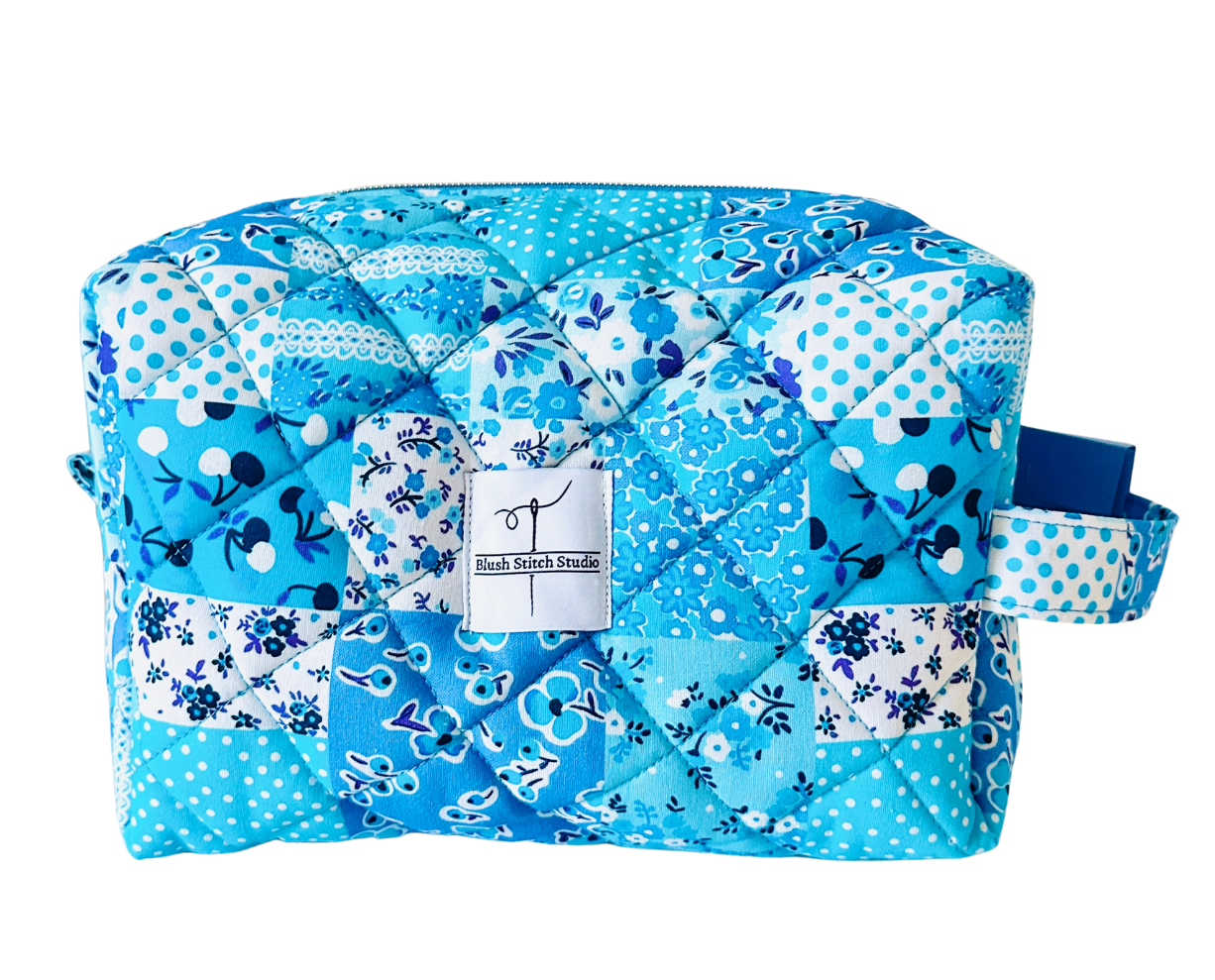 Aqua Patchwork Makeup bag