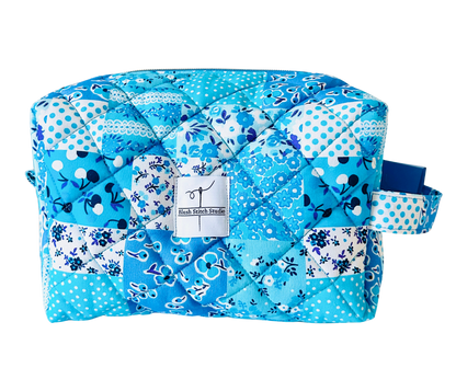 Aqua Patchwork Makeup bag