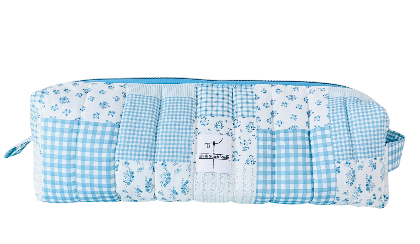 Blue Patchwork Hair Tool Bag