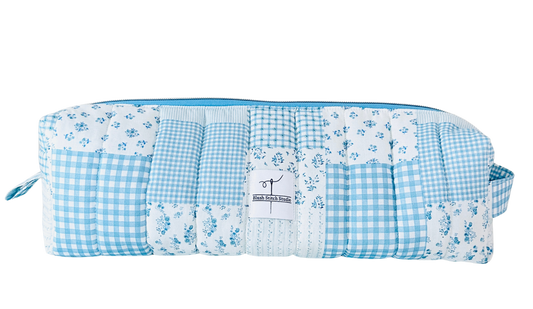 Blue Patchwork Hair Tool Bag
