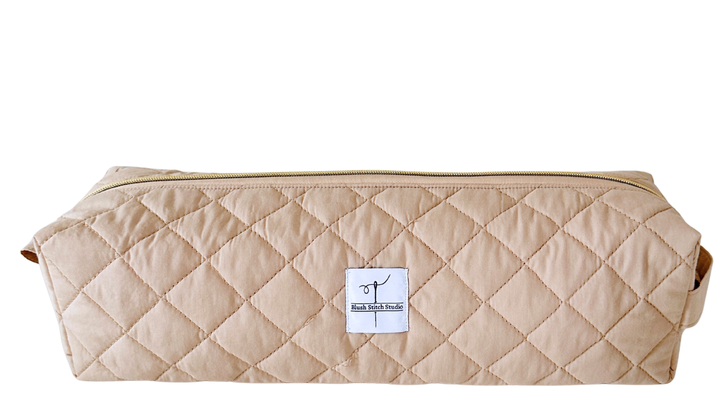 beige hair tool bag