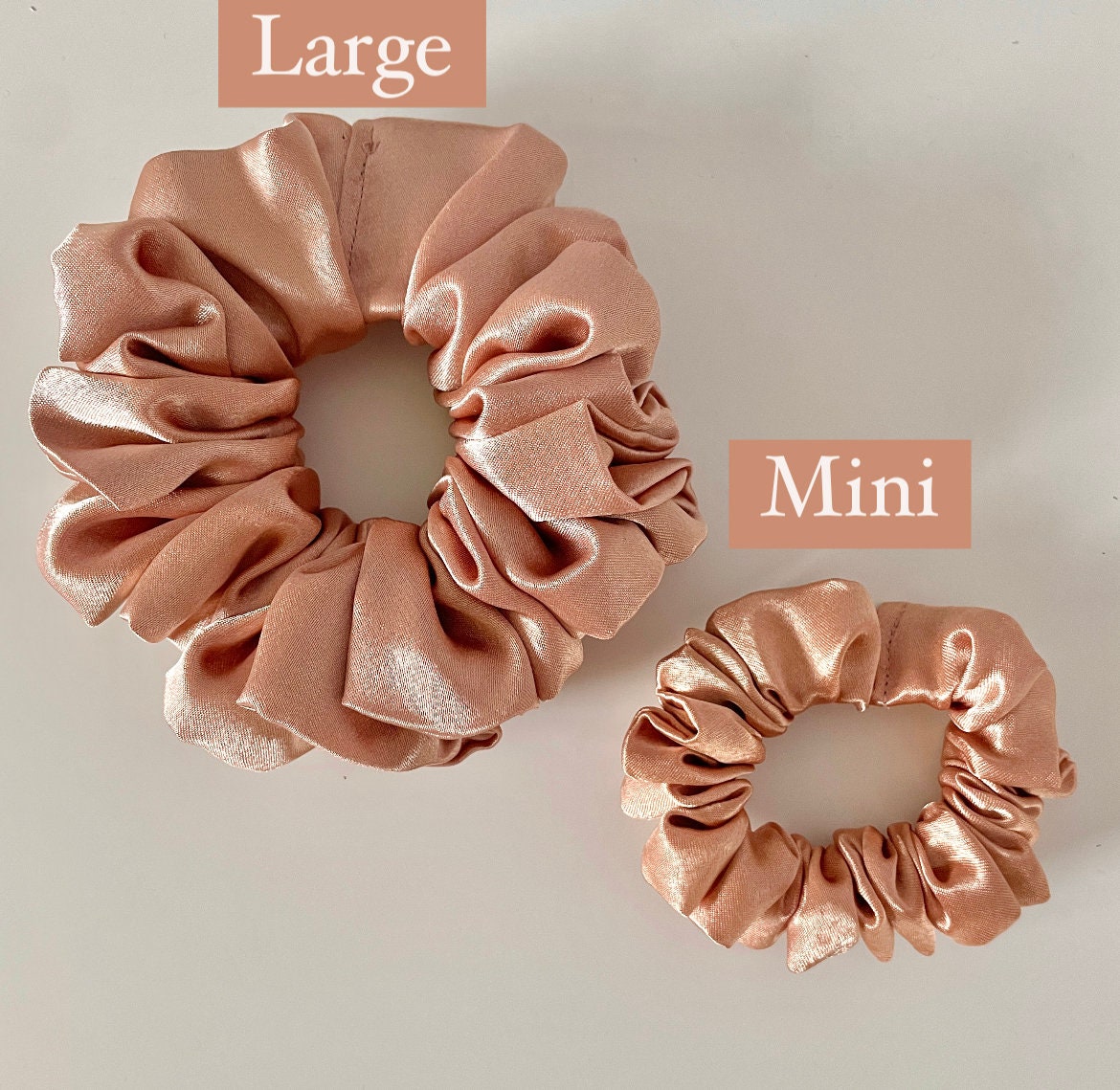 Rose Gold Satin Scrunchie Neutral Nude, Bridal Satin Hair Accessory, Neutral Pink Satin Scrunchie Canada, Scrunchy | BlushStitchStudio
