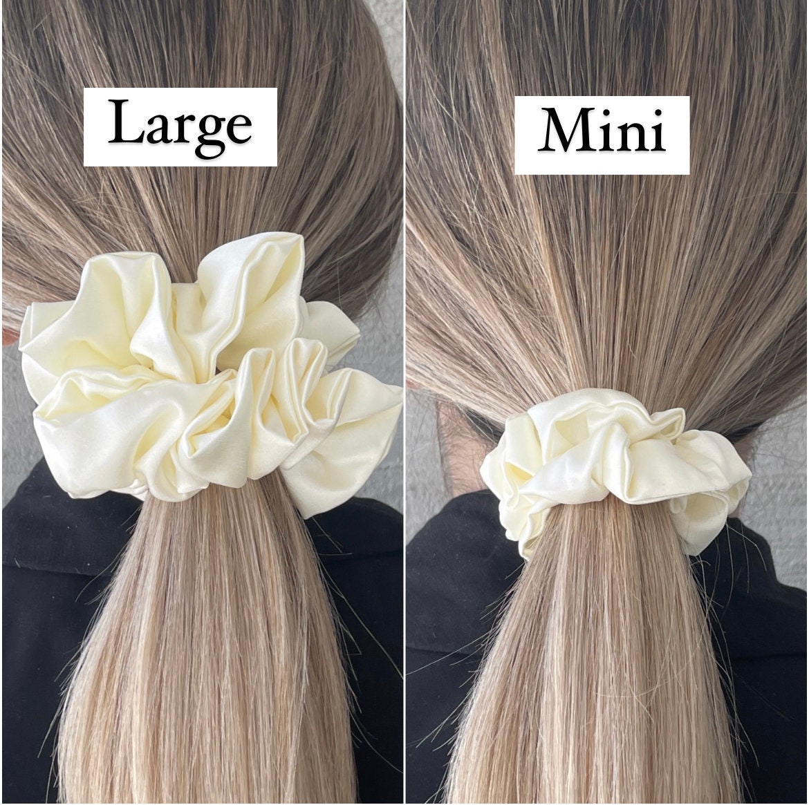 Ivory White Cream Satin Scrunchie | Off White Bridal Satin Hair Accessory | Satin Scrunchie Canada | Scrunchy | BlushStitchStudio