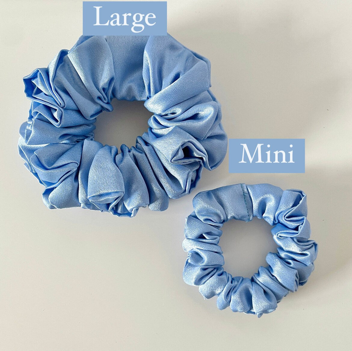 Periwinkle Blue Satin Scrunchie, Large Light Pastel Blue Satin Scrunchie, Bridal Satin Scrunchies, Bridesmaid Gift, BlushStitchStudio
