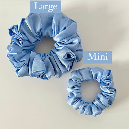 Periwinkle Blue Satin Scrunchie, Large Light Pastel Blue Satin Scrunchie, Bridal Satin Scrunchies, Bridesmaid Gift, BlushStitchStudio