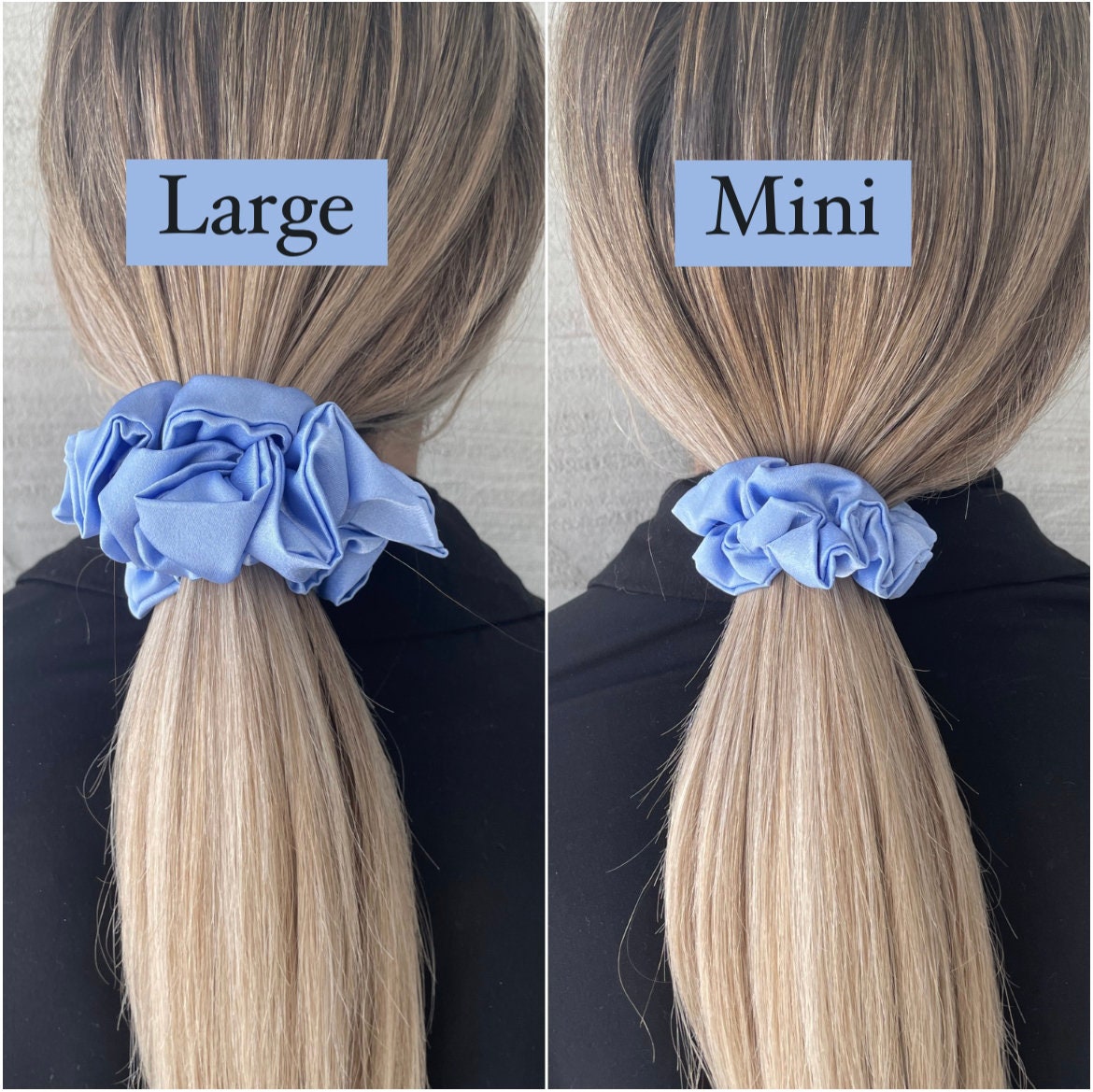 Periwinkle Blue Satin Scrunchie, Large Light Pastel Blue Satin Scrunchie, Bridal Satin Scrunchies, Bridesmaid Gift, BlushStitchStudio