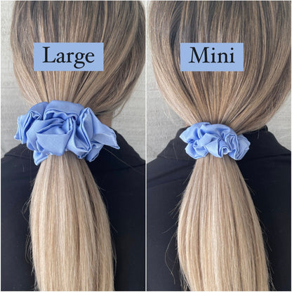 Periwinkle Blue Satin Scrunchie, Large Light Pastel Blue Satin Scrunchie, Bridal Satin Scrunchies, Bridesmaid Gift, BlushStitchStudio