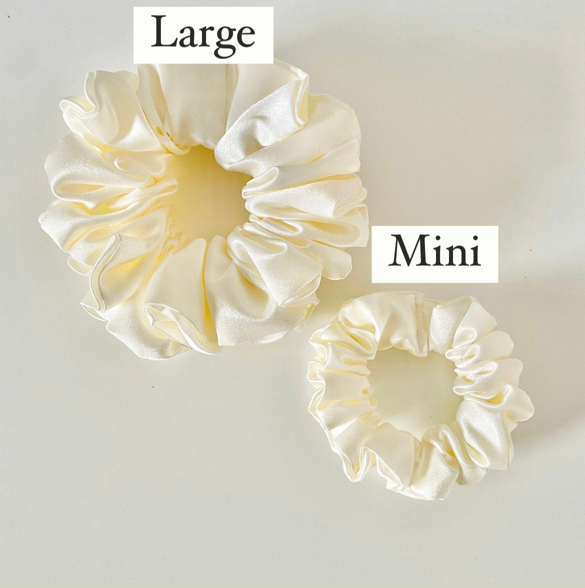 Ivory White Cream Satin Scrunchie | Off White Bridal Satin Hair Accessory | Satin Scrunchie Canada | Scrunchy | BlushStitchStudio