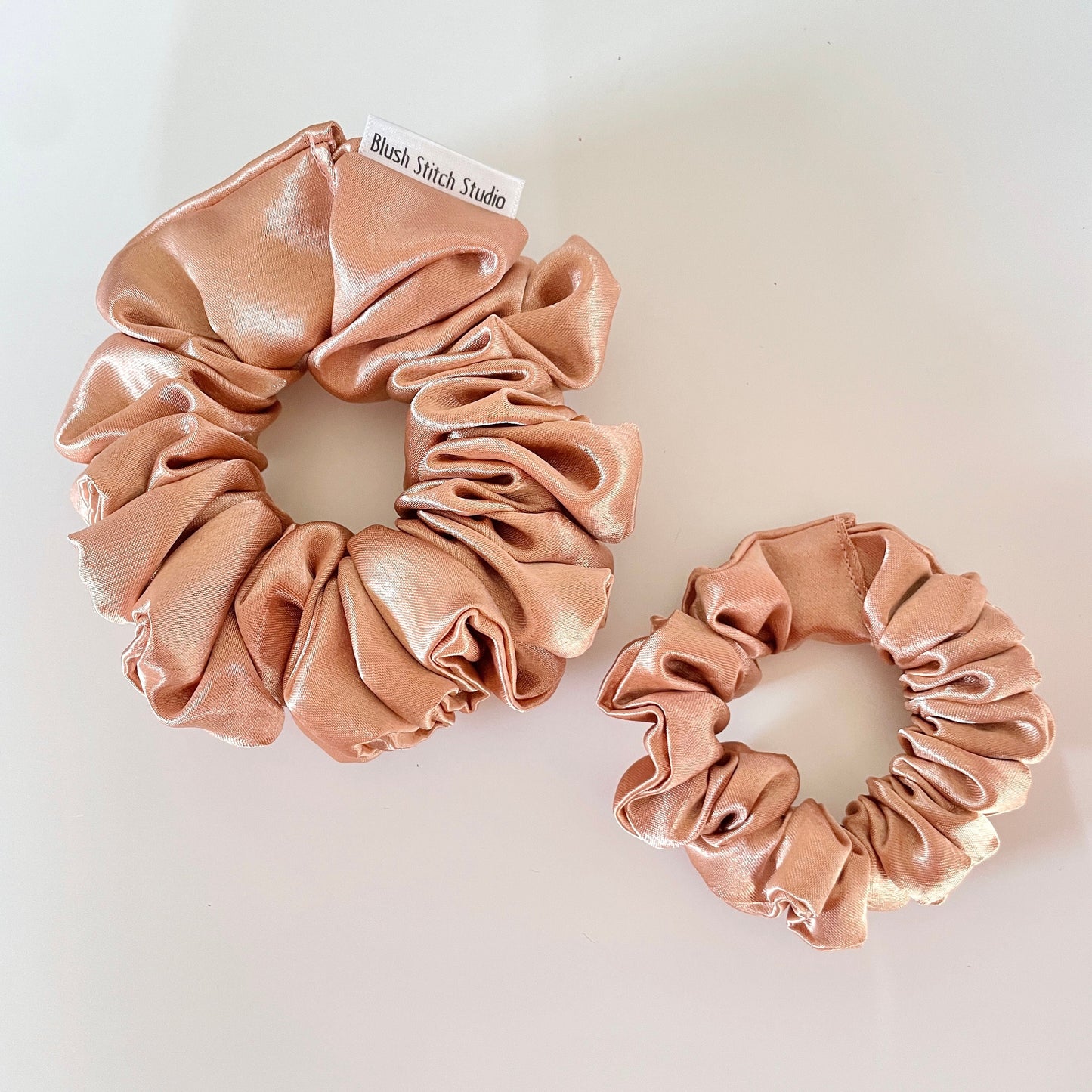 Rose Gold Satin Scrunchie Neutral Nude, Bridal Satin Hair Accessory, Neutral Pink Satin Scrunchie Canada, Scrunchy | BlushStitchStudio