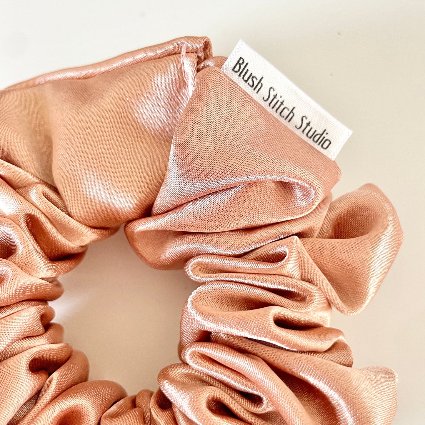 Rose Gold Satin Scrunchie Neutral Nude, Bridal Satin Hair Accessory, Neutral Pink Satin Scrunchie Canada, Scrunchy | BlushStitchStudio
