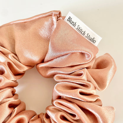 Rose Gold Satin Scrunchie Neutral Nude, Bridal Satin Hair Accessory, Neutral Pink Satin Scrunchie Canada, Scrunchy | BlushStitchStudio