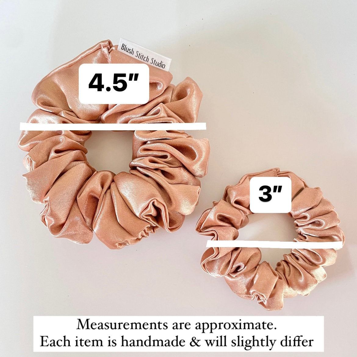 Rose Gold Satin Scrunchie Neutral Nude, Bridal Satin Hair Accessory, Neutral Pink Satin Scrunchie Canada, Scrunchy | BlushStitchStudio